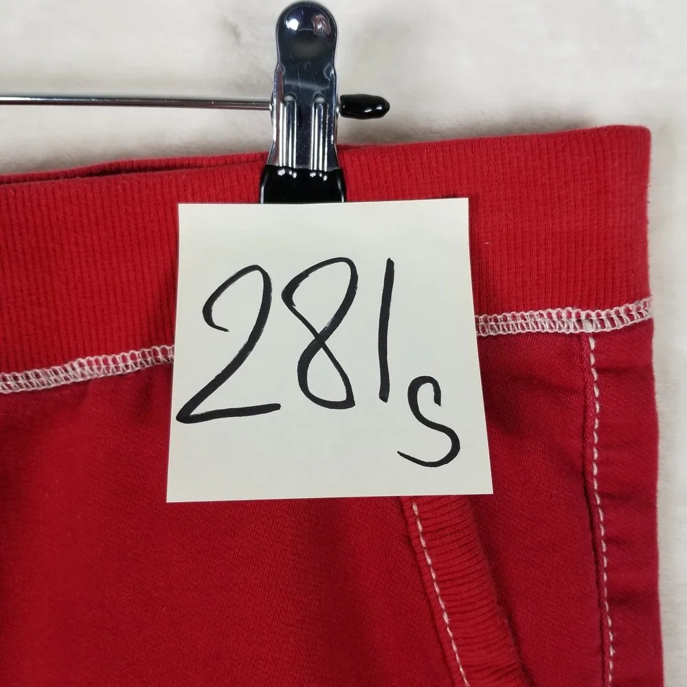 True Religion Sweat Shorts Mens Large Red Contrast Stitch Horseshoe Logo